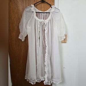 Sheer White Vintage Peignoir Robe